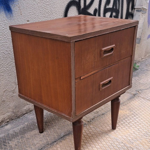 Nightstand used with wear on veneer and varnish