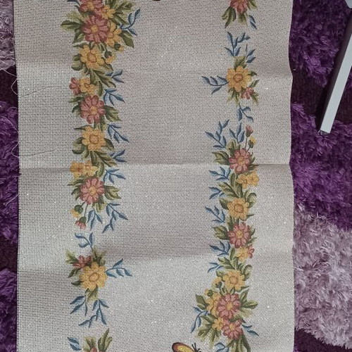 Gobelin table runner with yellow butterflies 45×140, new