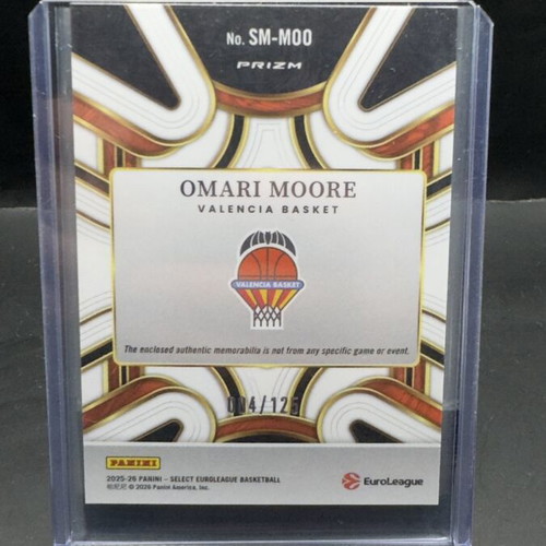 2025-26 Euroleague Select κάρτα με ύφασμα Omari Moore /125