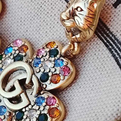 Gucci earrings with multicolored crystals and GG flower design new