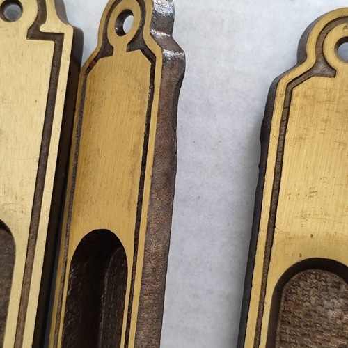 Vintage brass sliding door pocket handles used, set