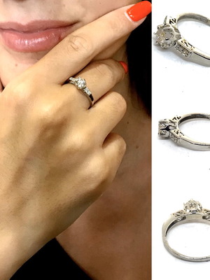 Μονόπετρο vintage λευκόχρυσο δαχτυλίδι 18 καράτια σαν καινούργιο με μπριγιάν