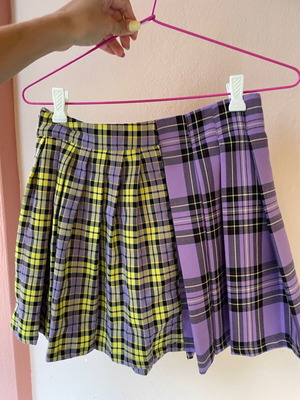 checkered mini skirt