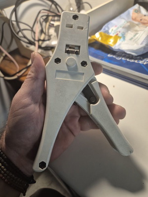 Crimping tool used for RJ45 and RJ11 network and phone cables