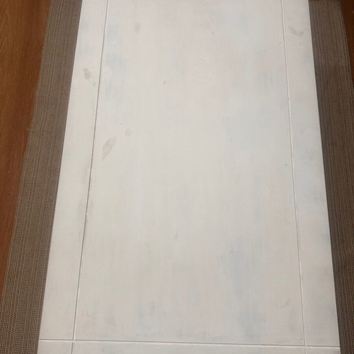 White coffee table used with drawer and chalk paint top