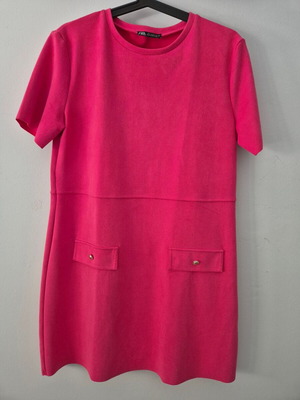 Zara pink short-sleeved dress, medium size