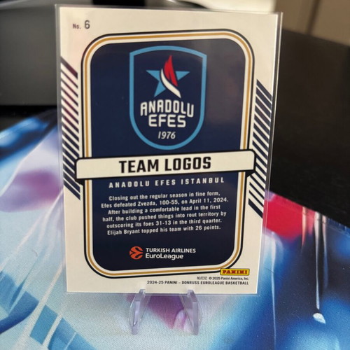 Panini Donruss EuroLeague 2024-25 Anadolu Efes Istanbul Team Logo #6 Laser Parallel card like new