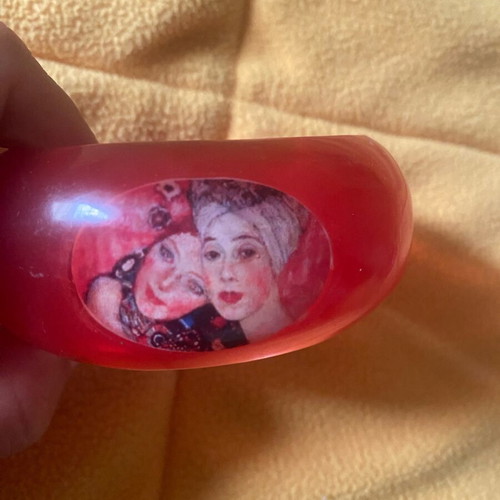 Gustav Klimt acrylic bangle used, translucent red