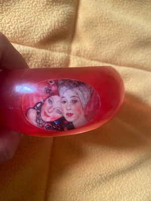 Gustav Klimt acrylic bangle used, translucent red