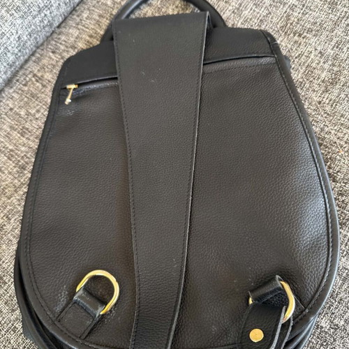 Longchamp vintage leather backpack used, black
