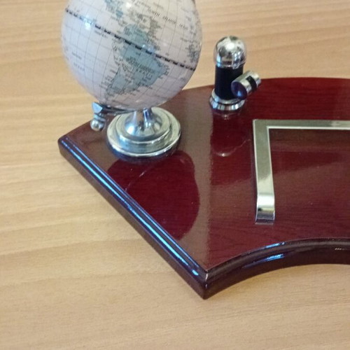 Compact office set used with wooden base and rotating globe
