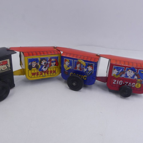 MTU Tin Litho Wind Up Zig Zag Comic Western Express Train Toy used
