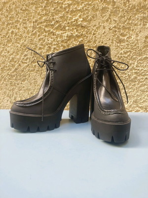 Stiu black platform preppy goth witchy ankle boots new