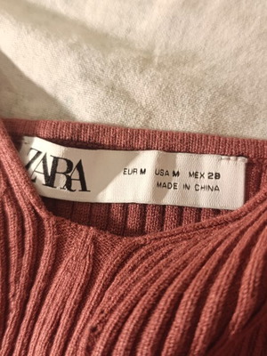Zara ribbed knit crop top, pink/red, size M