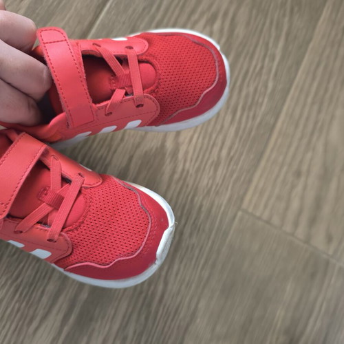 Adidas athletic shoes, red, size 25