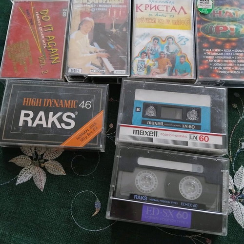 Audio cassette tapes used, set of 11 with pop-folk and disco