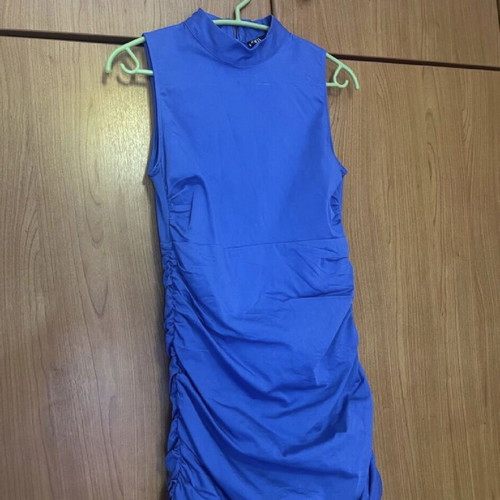 Zara mini dress with ruching like new, size S, blue