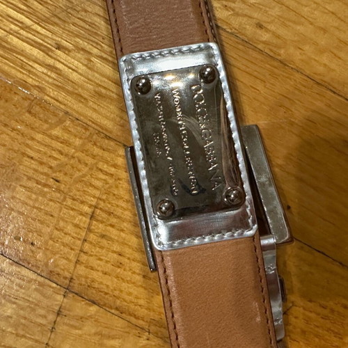 D&G belt refurbished, beige leather with silver details