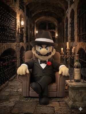 Collectible Mario "The Godfather" figure new