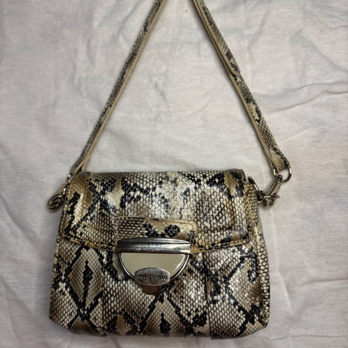 Rocco Barocco crossbody bag with snake print, new, black and gray