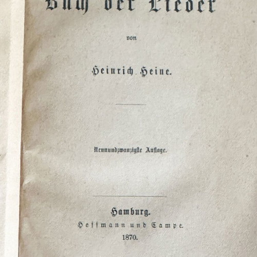 Buch der Lieder book by Heinrich Heine used, 1870 edition