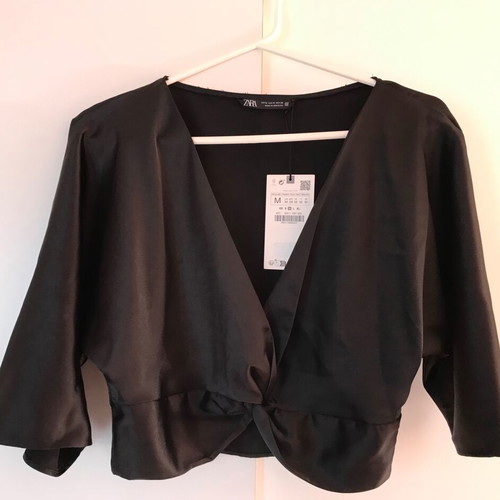 Satin black evening blouse Zara new, size M/38/10