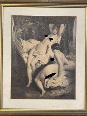 Vintage engraving used with worn frame