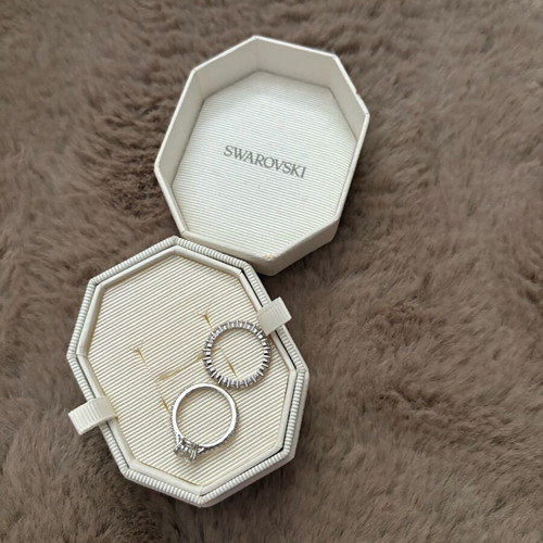 Swarovski duo set cocktail rings Stilla Pave new, white rhodium plating 16.1 mm
