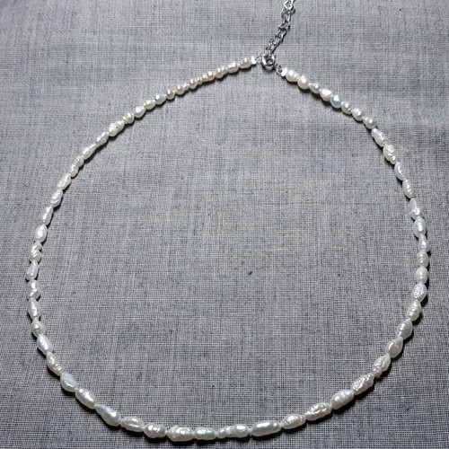 Andromeda necklace with white natural pearls and 925 silver, new