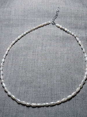 Andromeda necklace with white natural pearls and 925 silver, new
