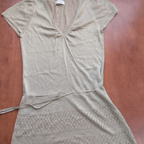 Blouse dress used with golden thread, beige, size S