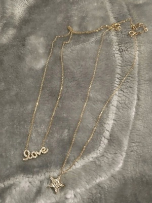 Silver 925 necklaces love and star gold plated used