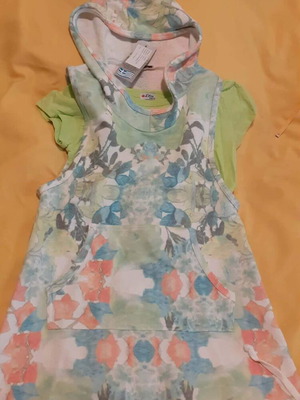 Sleeveless hooded t-shirt dress set with short-sleeve shirt, new