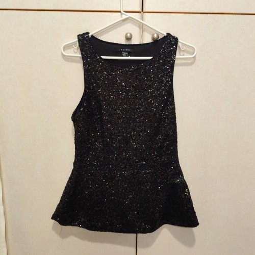 Amisu peplum blouse black with sequins like new, size S