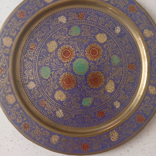 Vintage decorative miniature set made of brass and enamel handmade like new