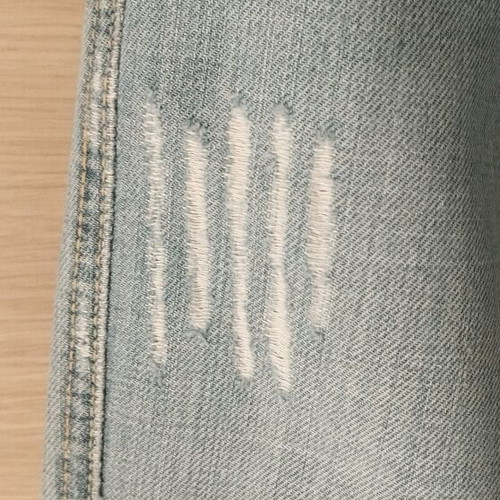 Miss Denim denim jeans used, bell-bottom, size 28, light wash with rips