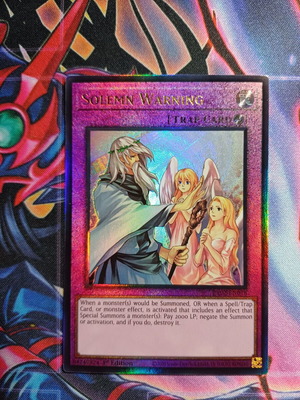 Solemn Warning Yu-Gi-Oh! card near mint condition