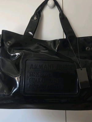 Armani Jeans shoulder bag black shiny like new