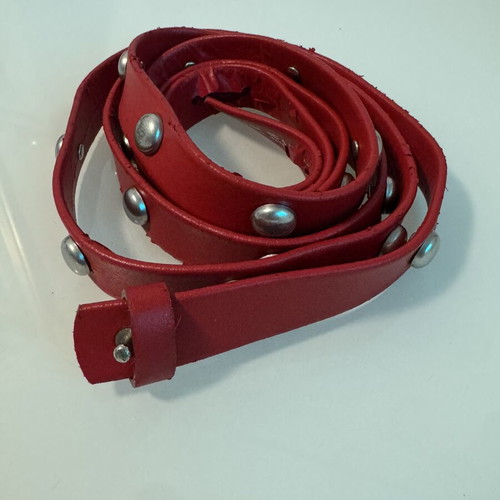 Armani Jeans red leather belt size 80, like new with studs