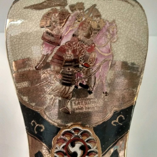 Satsuma porcelain vase set of 2 used