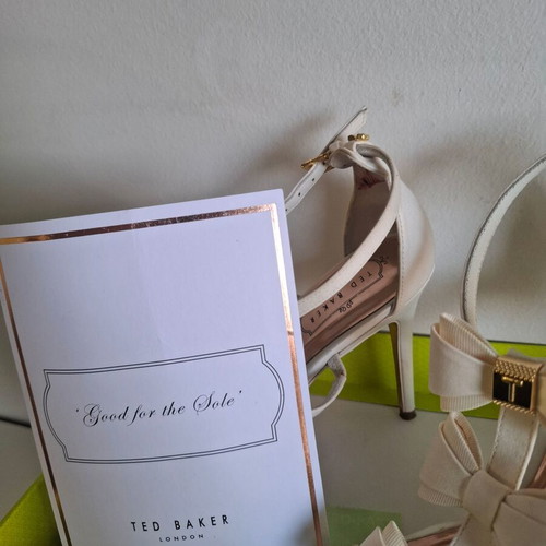 Ted Baker cream sandals with bows, size 38