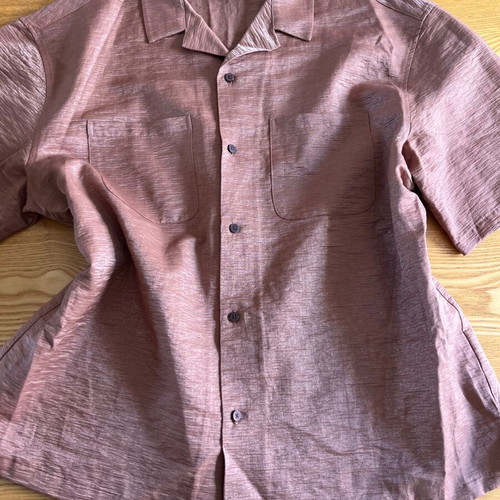 H&M men's short sleeve resort shirt XL bronze shiny linen blend
