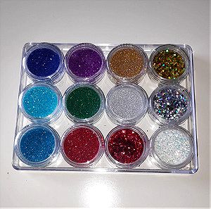 SET 6 -Nail Art Decoration 12 βαζάκια  Glitter-Sparkles