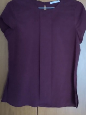 Women's fabric blouse new, medium, burgundy with side slits