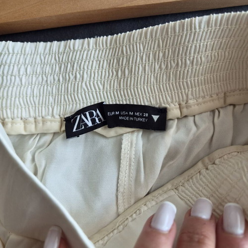 Zara satin high-waist pants size M like new, champagne color
