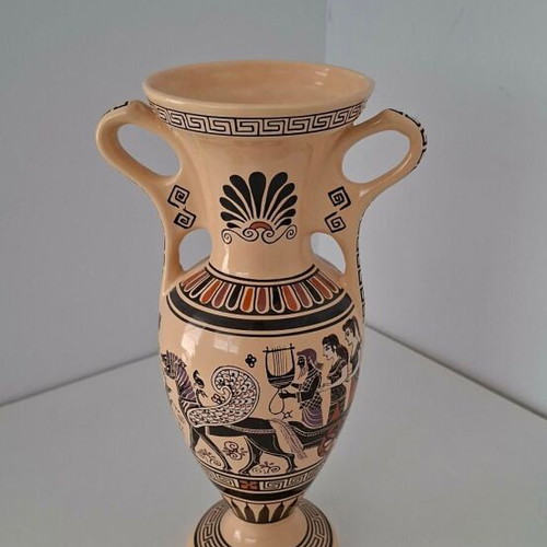Amphora copy of ancient with Greek mythology used