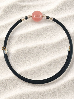 Bracelet made of steel, rubber and rose quartz new