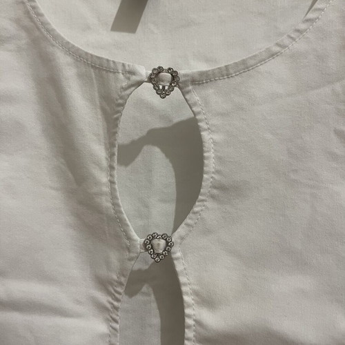 H&M white crop top with rhinestone hearts