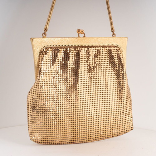 Vintage Gold-Tone Metal Mesh Evening Bag used