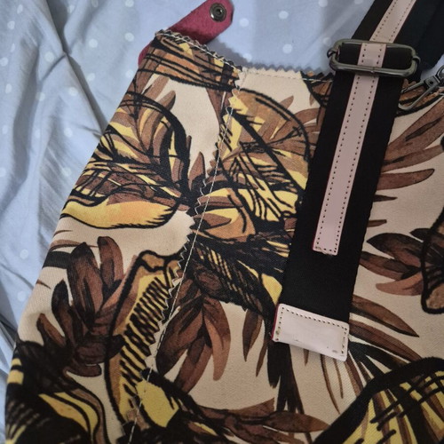 Large handbag used, beige and brown